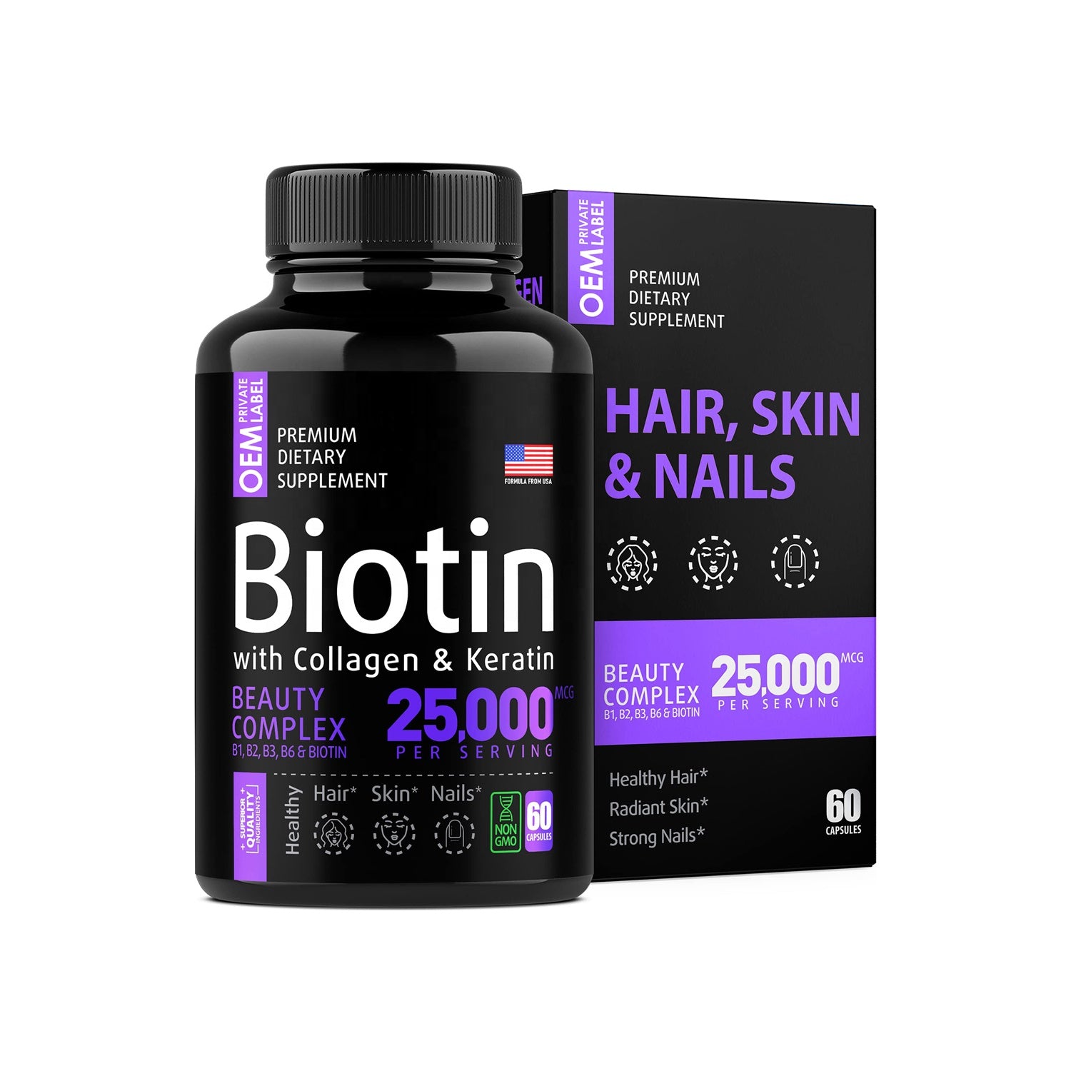 Biotin | Collagen | Keratin- Hair growth support (60ct)