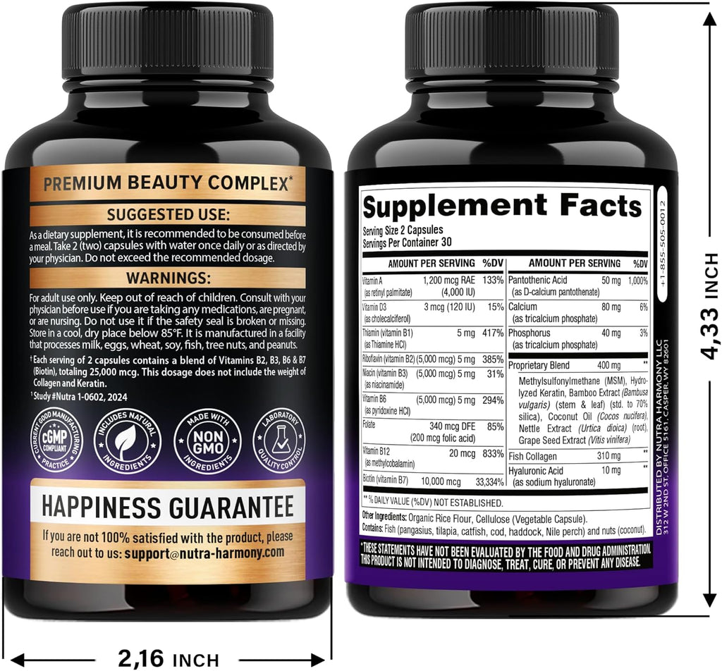 Biotin | Collagen | Keratin- Hair growth support (60ct)
