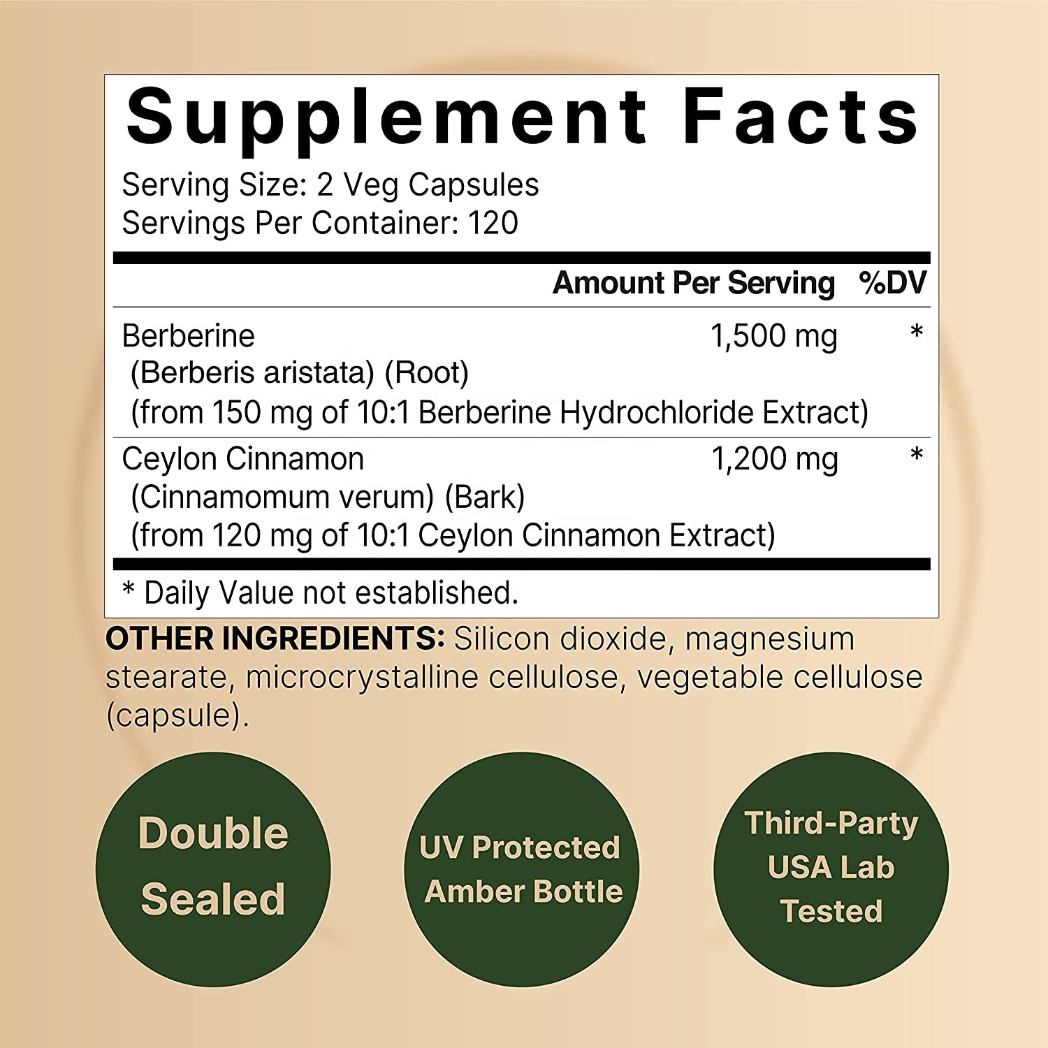 Berberine Supplement 1500mg with Ceylon Cinnamon