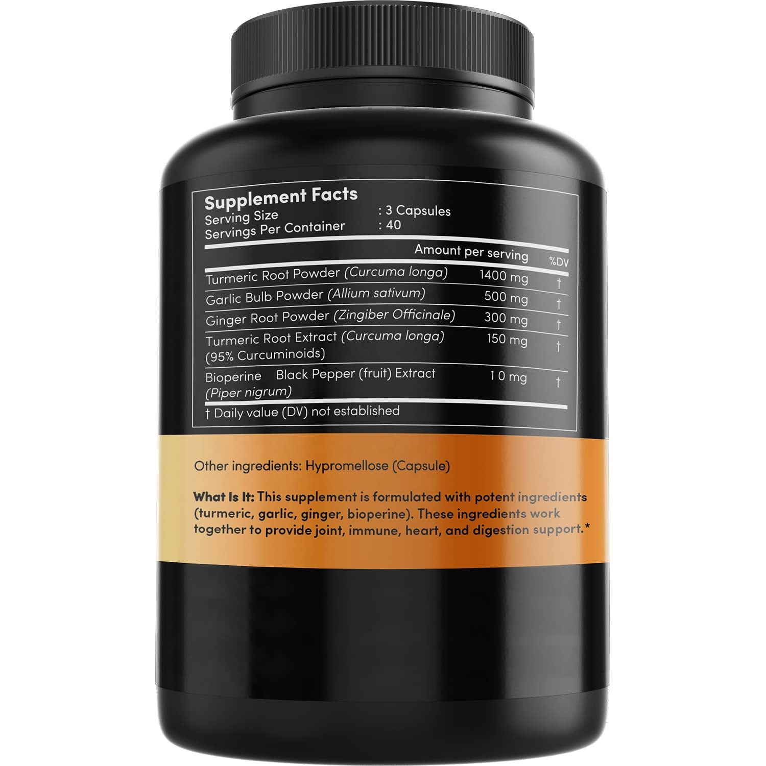 4-in-1 Turmeric and Garlic Supplements with Bioperine 2360 mg Turmeric Ginger Root Capsules (120)