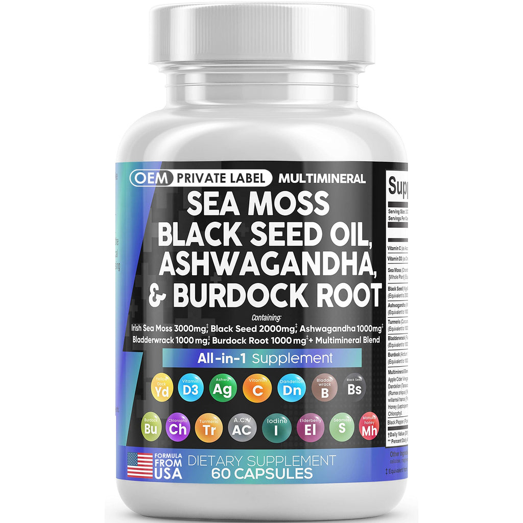 Sea Moss Black Seed Oil Ashwagandha Multivitamin (60ct)