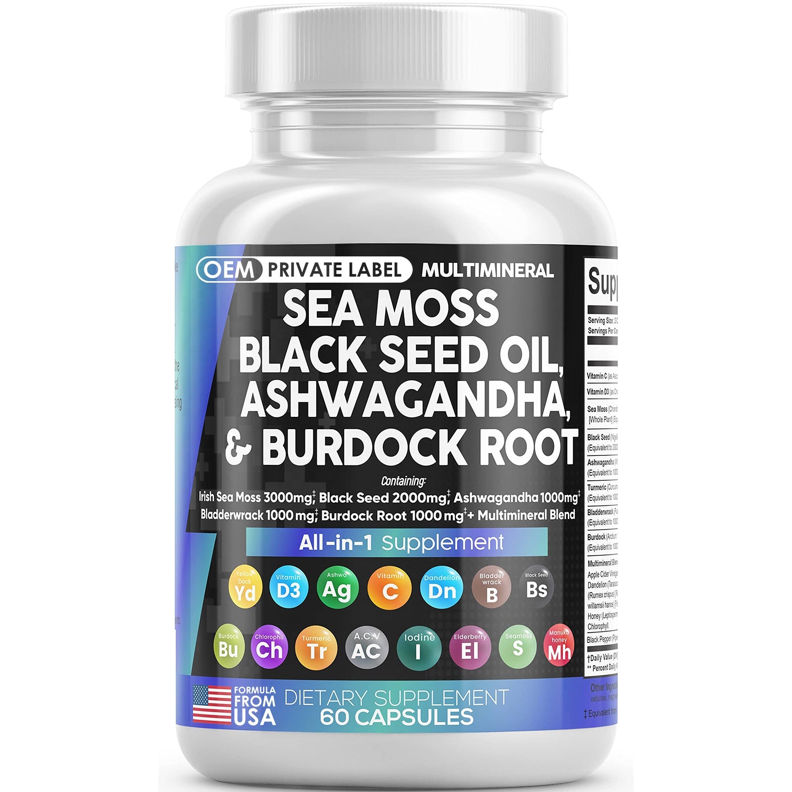 Sea Moss Black Seed Oil Ashwagandha Multivitamin (60ct)