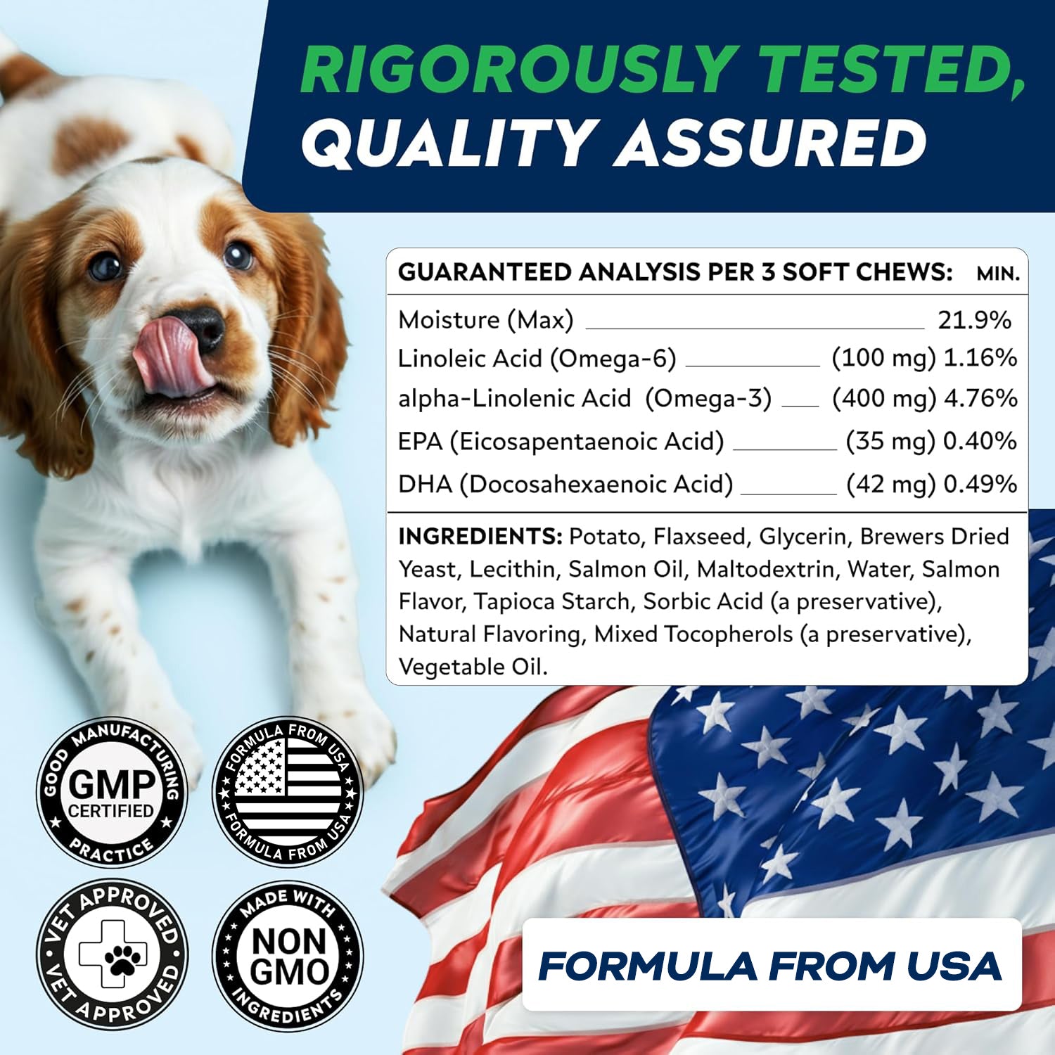 Omega 3 for Dogs - (180Ct) Fish Oil Treats - Allergy & Itch Relief Skin & Coat Supplement