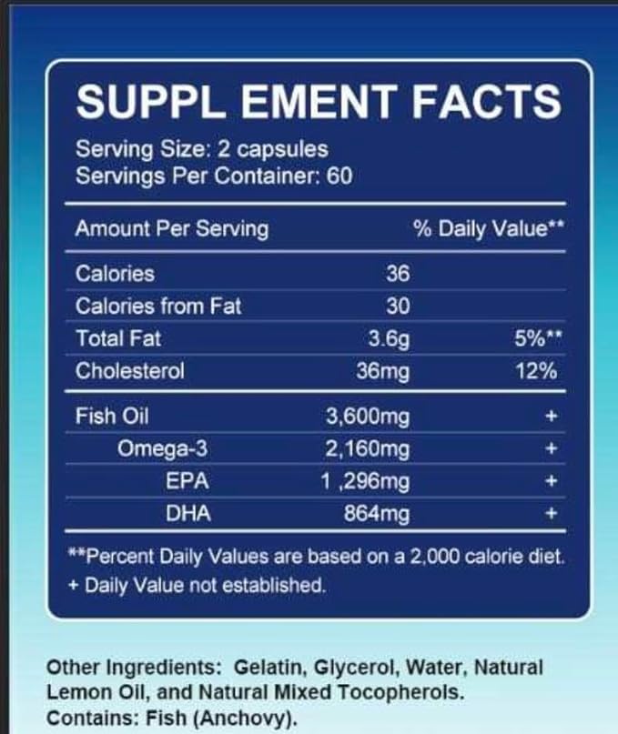 Triple Strength Omega 3 Fish Oil Softgel Capsules