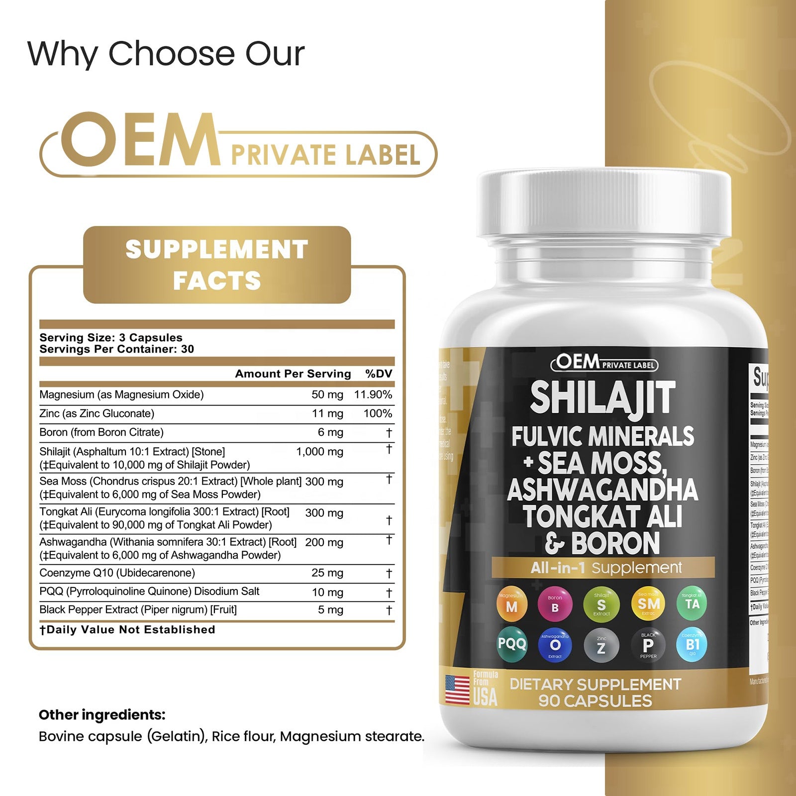 Shilajit Supplement for Men with Ashwagandha Multivitamin (90ct)