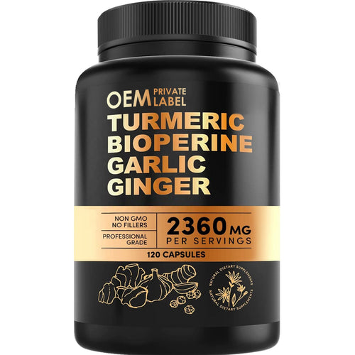 4-in-1 Turmeric and Garlic Supplements with Bioperine 2360 mg Turmeric Ginger Root Capsules (120)